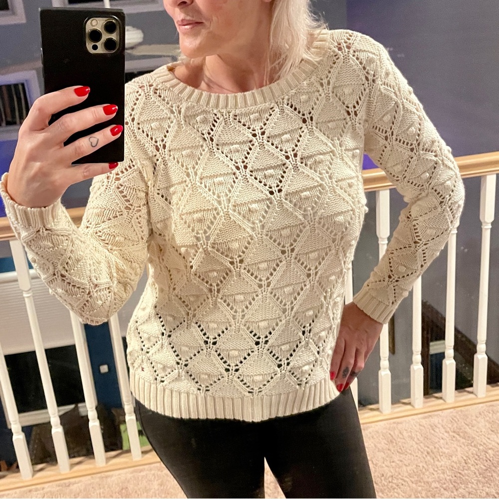 NEW 100% Cotton Open Knit / Popcorn Pullover Sweater